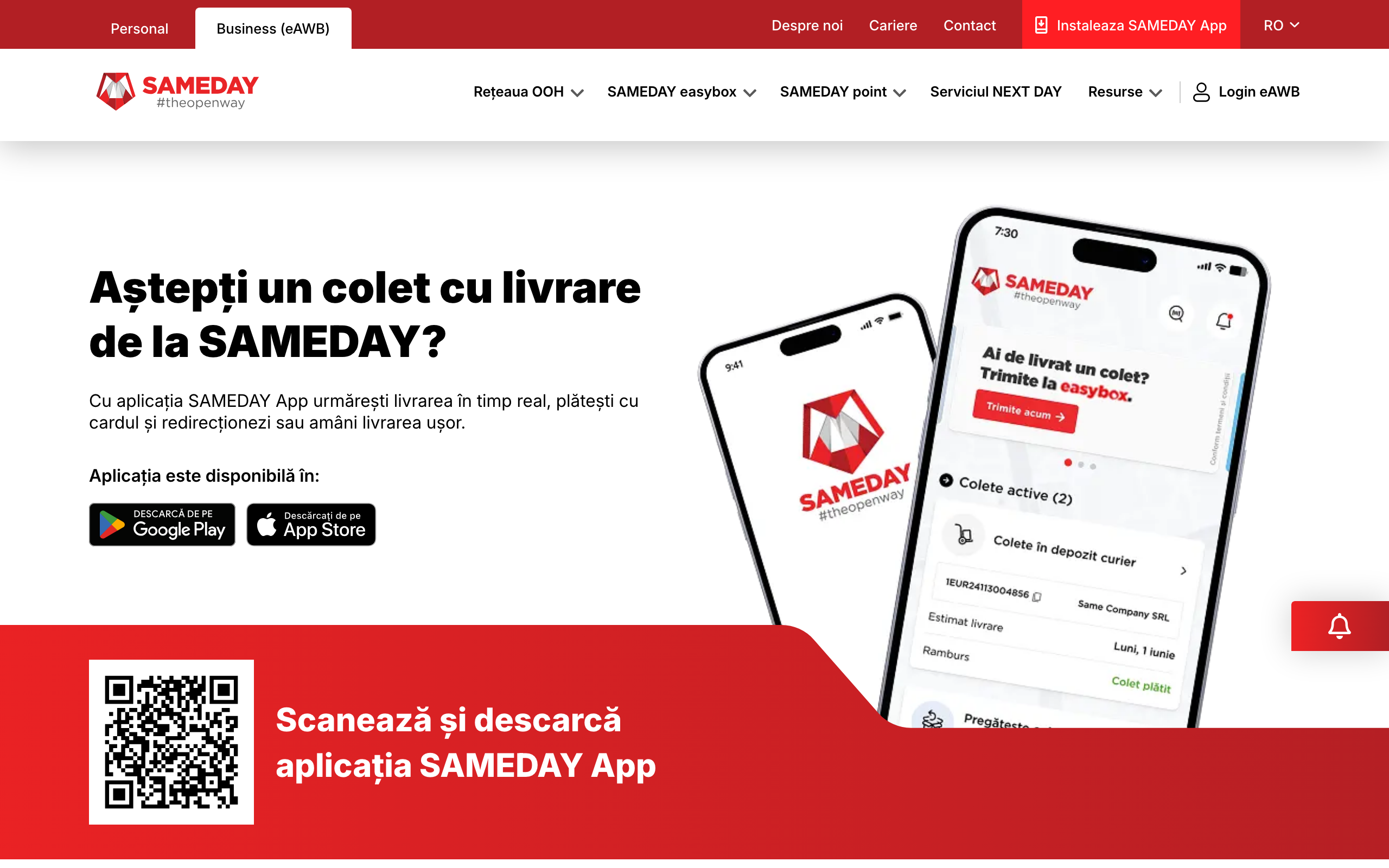 Folosește SAMEDAY App pentru notificări